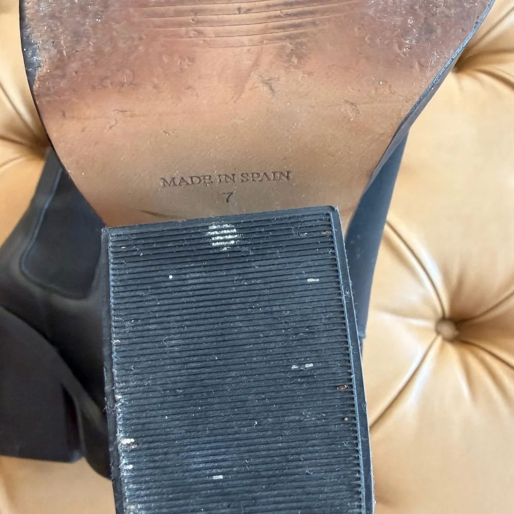 Steve Madden Black Leather Platform Chelsea Heeled Boots - Picture 6 of 9